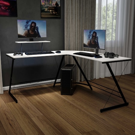 Flash Furniture 36.5 H, 71.5 W X Particleboard, Steel, White/Black NAN-CD-22181-WH-BK-GG